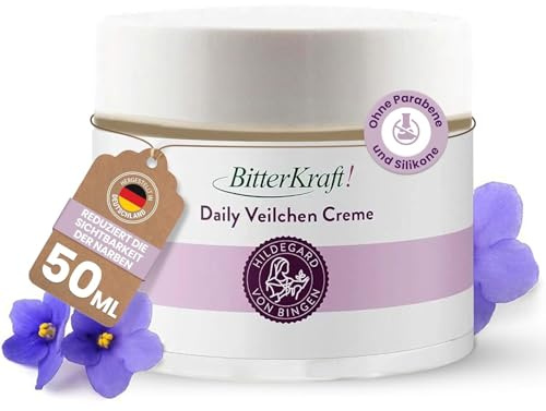 BitterKraft! Veilchencreme - Narbensalbe zur Regeneration & Pflege der Haut – Feuchtigkeitscreme auch bei Narben & Pigmentstörungen geeignet – 100% natürlich, vegan & Made in Germany (50 ml)