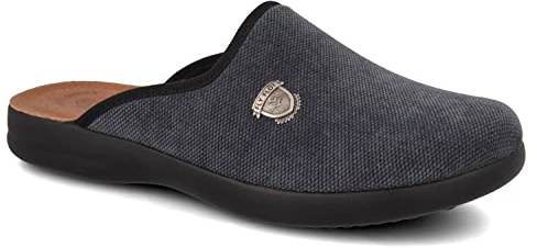 Fly Flot | Classic Man, Pantofole Uomo con Stemma, Ciabatta con Tomaia in Microfibra, Sottopiede imbottito in Pelle Antishock, Blu, 43