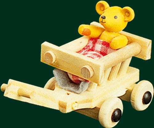 Rudolphs Schatzkiste Holzfigur Holzbär im Handwagen Höhe= 4.5cm NEU Bär Bären Bärenfigur Holzfigur Dekoration Baum Frühling Erzgebirge Seiffen Blumen Holz Sommer