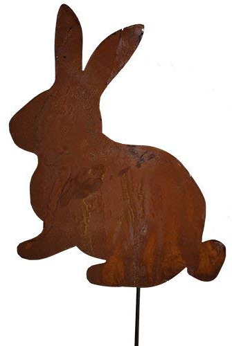 Osterdekoration Osterhasen-Deko Rost Edelrost Metall Osterhase Dekoration Deko Hase auf Stab Deko-Idee Rostdeko Gartendeko Rost Osterdeko Dekohase Dekotier Geschenk-Idee Ostergeschenk Geschenk