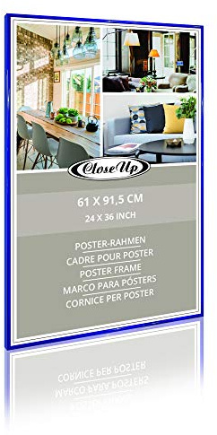 Close Up Posterrahmen, Bilderrahmen, Frame | Blau, Blue - für großformatige Maxi Poster, Acrylglas bruchsicher |61x91,5 cm / 24x36 inches