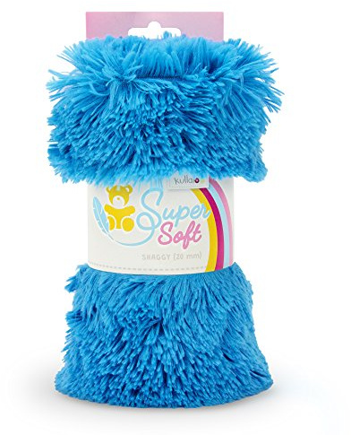 kullaloo Microfaser Zottelplüsch/Plüschstoff SuperSoft SHAGGY – 20 mm Florlänge, EN71-3 & EN 71-9 zertifiziert – blau – 100x75 cm