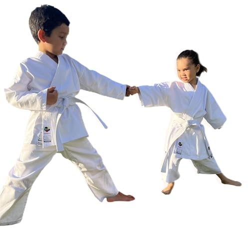 New ARAWAZA White Childs WKF Approved Karate Suit GI Uniform Lightweight 8oz (1/140)
