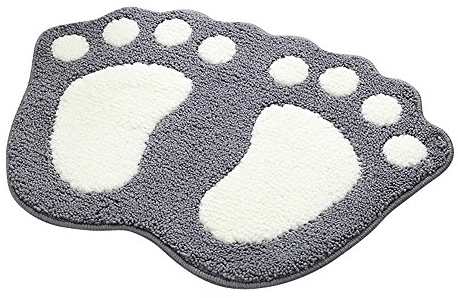 Shanna - Alfombrilla de baño antideslizante, para baño o ducha, alfombra de suelo absorbente, para sala de estar, sofá, cojín, poliéster, Gris, 48 x 67 cm