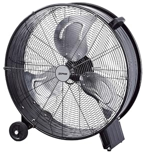ZDM60CM Ventilatore Industriale da Terra Zephir Professionale con Ruote Struttura Interamente in Metallo Superpotente Pala 60 cm Gabbia 3 velocità selezionabili Motore da 180W, Nero