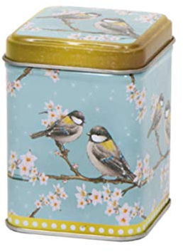Oriental Garden - Small Retro/Vintage Style Square Tea Caddy/Kitchen Storage Tin - 8.5cm