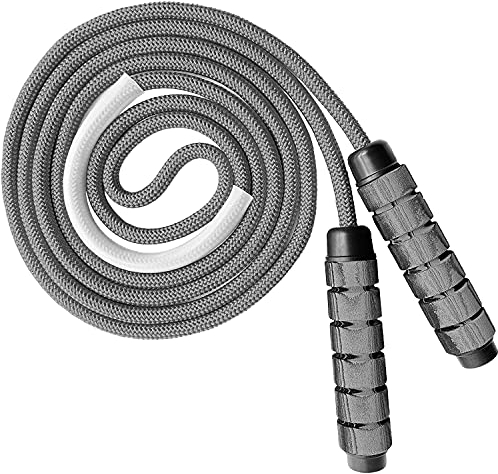 Hanf-Springseil, verstellbares schnurloses Springseil für Damen, Herren und Kinder, gewichtetes Seilloses Springseil mit Schaumstoffgriffen für Training, Crossfit, Boxen, MMA, Beachbody Fitness