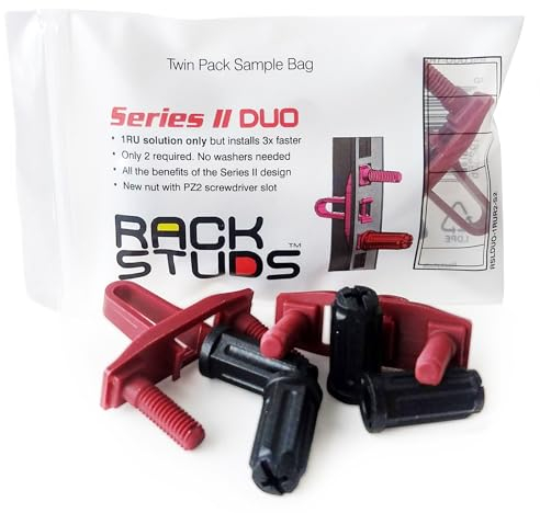 DUO2 1RU Series II Rack Mount Solution - Effortless Alternative to Traditional Rack Screws and Cage Nuts & Server Rack Screws Ideal for Server Hardware Setup - 2-Pack, Universal Version