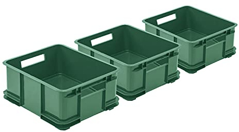 PAFEN 3x Euro Stapelbox Bruno Eco Grün Euro-Box Stapelkasten 20,5L Transport Eurobehälter