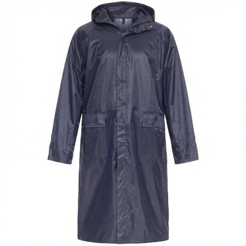BWOLF POSEIDON Impermeabile Uomo Lungo Poncho Antipioggia Riutilizzabile Outdoor con Cappuccio, Blu, L
