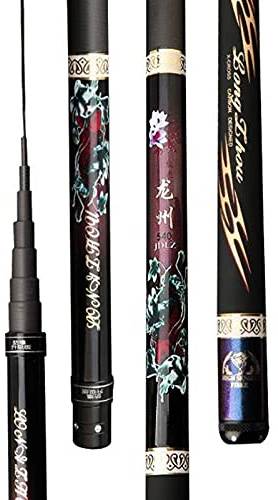 DawnDream Angelrute Karpfen-Pole-Feeder tragbar 3M4M5M6M7M8M9M. Teleskop-Angelrutestrom-Hart-Ultralight Carbon Fishing Pole Combo Angelausrüstung Stipprute (Color : Black, Length : 5.4 m)