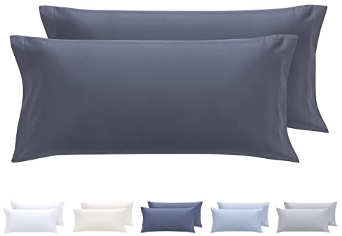 Todocama – Juego de 2 Fundas de Almohada, Microfibra Extra Suave, hipoalergénicas. Juego de 2-75x40 cm Gris Oscuro