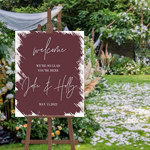 Letrero de bienvenida con nombre personalizado de We So Glad You're Here hecho a medida para cualquier fecha, letrero de bienvenida minimalista para boda, compromiso, boda, fiesta, entrada, 16 x 20