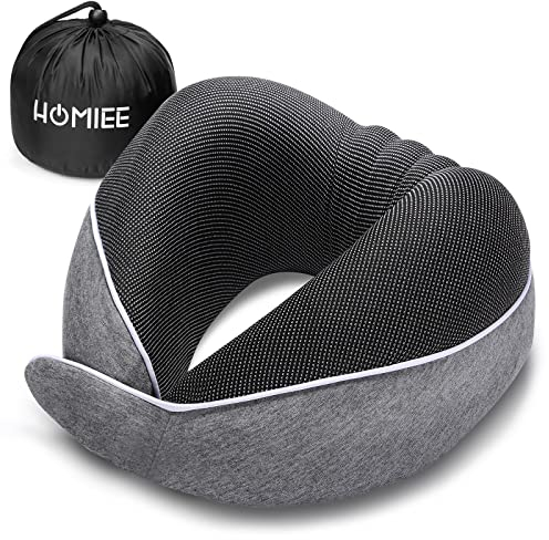 HOMIEE Nackenkissen Flugzeug Auto Reisekissen Nackenhörnchen Memory Foam Reise Neck Pillow Travel Comfy Ergonomisches Nackenstützkissen Orthopädisches Kissen Kopfkissen Erwachsene (Neu Grau)