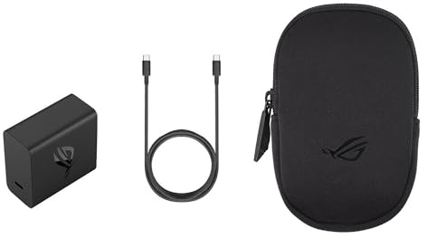 ASUS ROG Adaptador de 65 W y 1,2 m USB-C; Hypercharge, Cargador de teléfono móvil con función de Carga rápida, USB-C, Incluye Funda de Transporte ROG, Color Negro