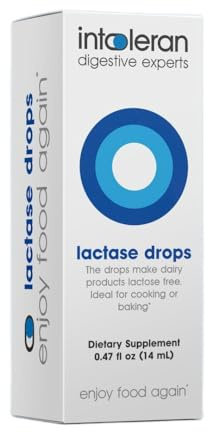 Intoleran Lactase Digestive Enzyme Drops - 0.47 FL Oz (14ml) | Liquid Lactase Enzyme for Lactose Intolerance | Makes Dairy Lactose-Free | Lactose-Free Cooking & Baking | Pure and Vegan | Low FODMAP