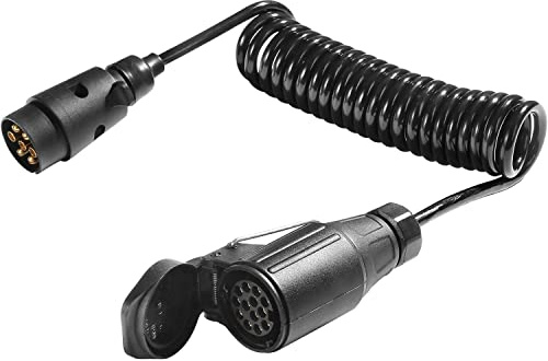 ETUKER 13 poliges Anhänger Verlängerungskabel,Spiral adapterkabel mit 7 polig stecker auf 13 polig Steckdose, Verlängerungskabel für Anhängerplatinen,2,8 m Arbeitslänge
