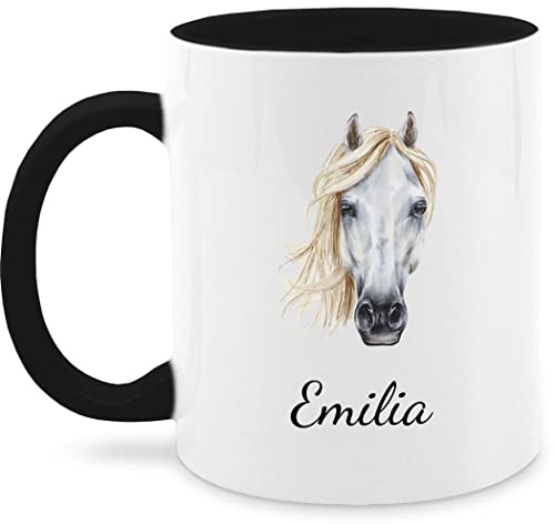 Tasse Tassen 325ml - Pferd Pferde - Pferdekopf Pferdeliebhaber Geschenk - 325 ml - Schwarz - für reiter mädchen reitersachen pferden häferl pferdetasse pferdemotiv kaffeetasse pferdetassen