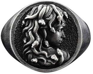 Bysilverstone - Chevalière Gorgon Medusa Faite À La Main, Bague En Argent Sterling Avec Tête De Méduse Pour Homme, Bijoux En Argent Medusa, Cadeau De Mythologie Grecque, Cadeau Pour Homme Medu