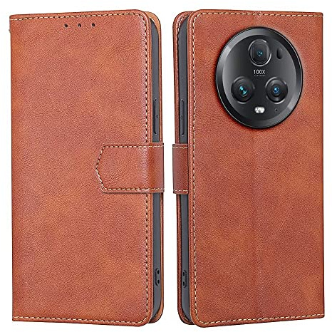 RankOne Hülle für Honor Magic5 Pro 5G (6.81 Inches) Handyhülle Aus Leder - Hülle mit Magnetverschluss - Schutzhülle - Braun