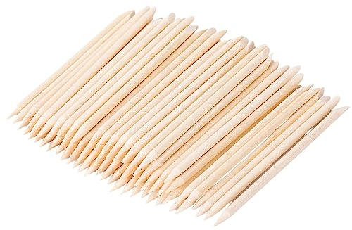 INLAQ® Nagelhautstäbchen aus Orangenholz - das professionelle Werkzeug für Maniküre und Pediküre | präzises Zurückschieben der Nagelhaut und perfektes Auftragen von Verzierungen | 100 Stück