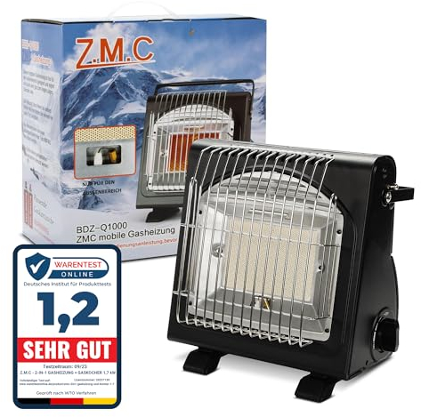 Z.M.C Chauffage à gaz portable 2 en 1 et réchaud à gaz, chauffage de camping, chauffage en céramique multifonctionnel, 1,7 kW, chauffage à gaz pour extérieur et terrasse, jardin et balcon, chauffage