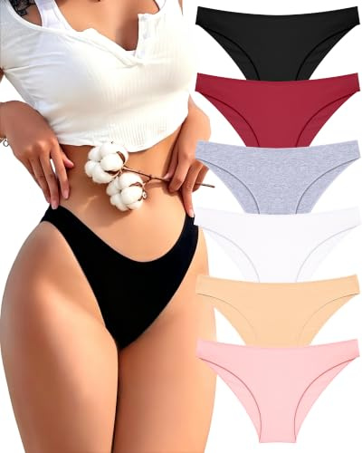 FINETOO 6 Pack Cotton Underwear for Women Cute Low Rise Bikini Panties High Cut Spring Summer Fall Winter Clothes Fashion Clothing 2026