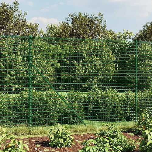 Homgoday Nätstängsel med jordhylsor, trädgårdsstaket, dammstaket, stängsel, nätstaket, metallstaket, staket, staket, djurinhägnad, frihage, staket, grönt 2 x 25 m