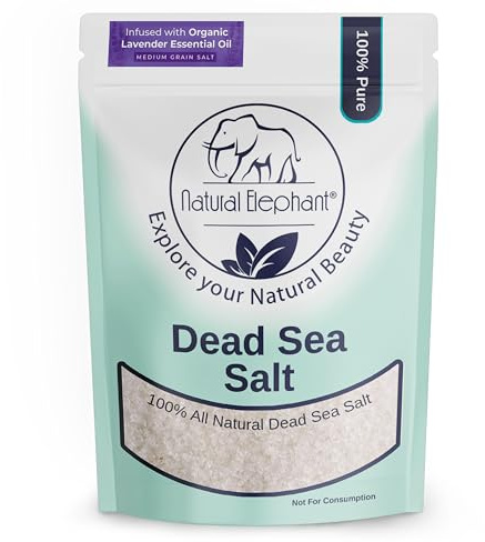 Natural Elephant Dead Sea Lavender Bath Salt Bathing and Foot Soak for Relaxing and Nourishing- 100% Pure with Organic Lavender Essential Oil - Medium Coarse Grain (2 lb (32 oz) Bag)