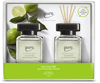ipuro - Essentials LIME LIGHT - Profumo per ambienti con citronella, bergamotto, arancio, geranio, mughetto e fiori di vaniglia | Diffusore con bastoncini | Deodorante per ambienti appartamento