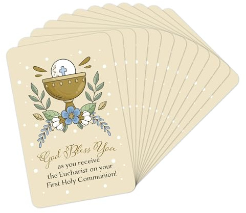 First Communion Cards - Pack of 12 Inspirational Christian Cards, Mini Encouragement Catholic Prayer Cards For Wallet, Daily Prayer Cards For Devotions