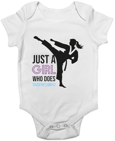 Shopagift Just a Girl who Loves Taekwondo Baby Vest Martial Arts Bodysuit Boys Girls