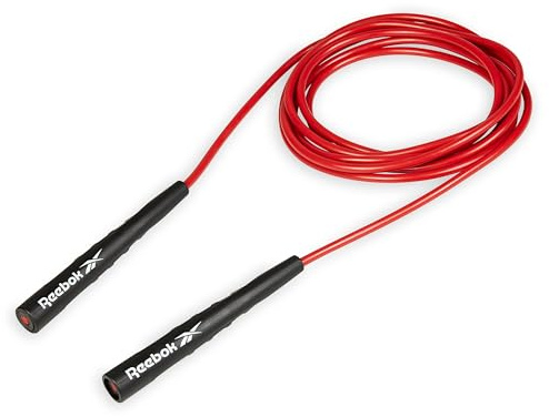 Reebok Jump Rope for Cardio Workout (Red), Adjustable 9 ft Jumping Rope with Aerodynamic Handles, Exercise Equipment for Home Gym, HIIT, MMA, Boxing or Fitness, Speed Rope for Adults, Teens & Kids
