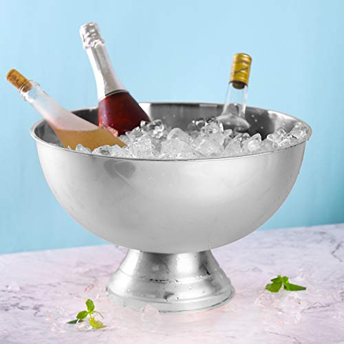 Champagnerschale Sektkühler Edelstahl Schale 40cm Getränkekühler 13,5 L großes Edelstahl-Champagnerbecken, Eiskübel, Bar, Eiswürfel, Eiskübel