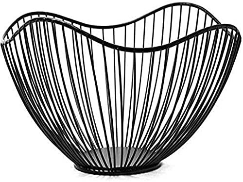 OQHAIR Obstschalen Obsttablett, verchromter Aufbewahrungskorb, großer Metallkorb zur Aufbewahrung von Früchten und getrockneten Früchten (Farbe: Schwarz)