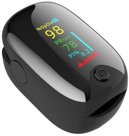Oxygen Monitor Finger Adults, Pulse Oximeter with Color Screen LCD, 3-5 Second Rapid Measurement, Blood Oxygen Monitor Finger, Fingertip Blood Oxygen SpO2 Heart Rate Monitor (Black)