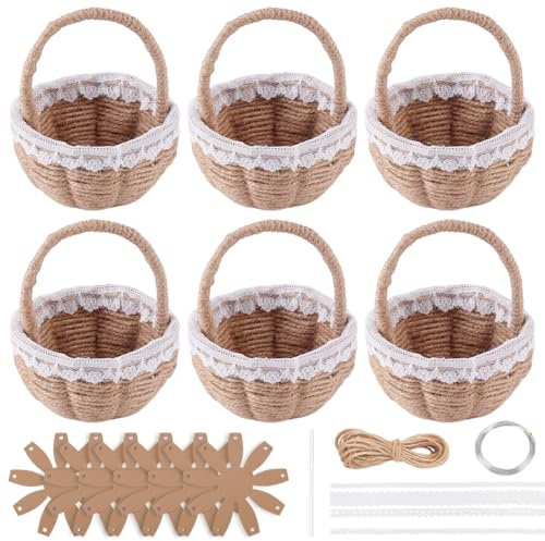 FREEBLOSS 6er Set Traditionelle Bastelsets DIY Flechtkorb Set Weidenkorb Set Für Anfänger Korbflechtset Mit Korbflechtzubehör Multifunktionaler Handgewebter Aufbewahrungskorb