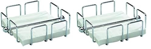 APS Serviettenhalter „Wire, Serviettenspender aus verchromtem Metall, Serviettenständer für Servietten 1/4 Falz, inkl. Beschwerer, 19 x 19 cm, 6,5 cm Höhe, für 50 Servietten (Packung mit 2)