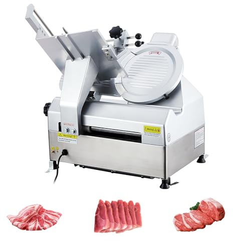 GarveeHome Automatic Meat Slicer, 550W Deli Slicer with 12.6 in Carbon Steel Blade, Professional Double-motor Meat Slicer Machine with Adjustable Thickness From 0 to 15 mm for Commercial Use
