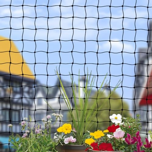 Katzennetz für Balkon+klebehaken oder Schraubhaken, Fenster katzenschutznetz mit hochfestem Nylon, balkonnetz für Katzen katzennetz ohne Bohren, katzennetz für Balkon (4x3m,+Schraubhaken)