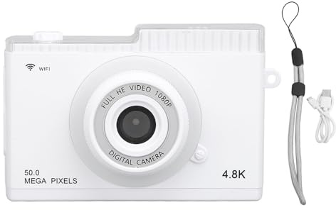 Digitalkamera 48m HD 1080p retro Kompaktkamera med 8x Digital Zoom Wireless Fidelity Transmission Mp3 Playback Filters Rames for Travel Photography Vlogging (Vit)