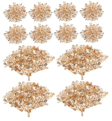 Garneck Cabezas de Hortensia Artificial Doradas, 12 Piezas de Plástico