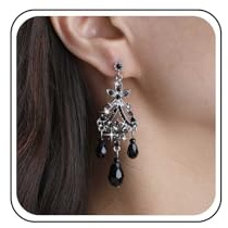 Cybche Boucles D'oreilles Chandelier Vintage En Cristal Noir Longues Boucles D'oreilles Pendantes À Pompon Boucle D'oreille Pendantes Mariage Strass Boucle D'oreille Pendante En Cristal Bijoux