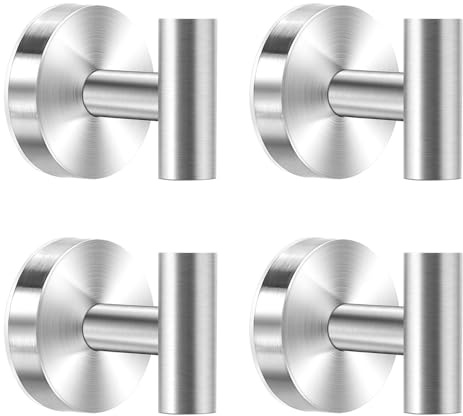 KINDLUME Ganci Ventosa Bagno, Ganci a Ventosa Super Resistenti - 4 Ganci In Acciaio Inossidabile a Pothook per Piastrelle, Specchio, Doccia e Cucina, per Appendere Asciugamani e Accappatoi (Argento)