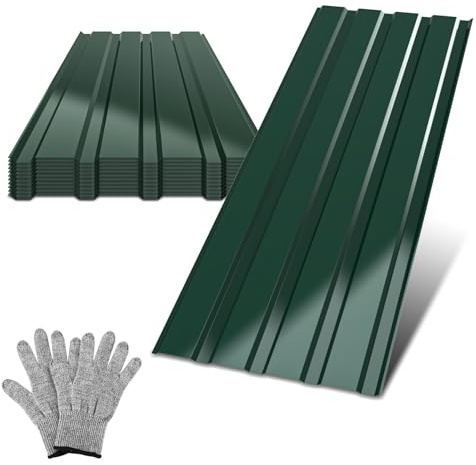 Peviasot Lamiera profilata, 12 pezzi di lamiera trapezoidale, lamiera zincata, pannelli ondulati, 129 cm x 45 cm = 7 m², lamiera per tetto in acciaio 0,25 mm, per tetto, casetta da giardino, tetto