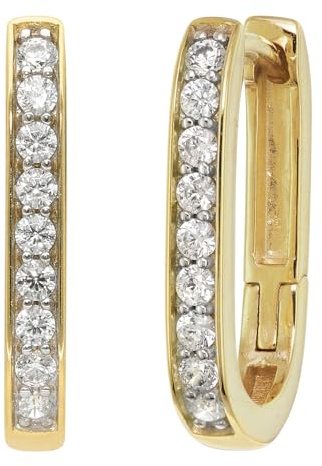 trendor Damen-Ohrringe Gold 333/8K Klapp-Creolen mit Zirkonia 21155