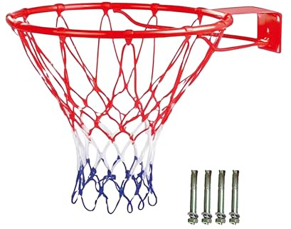 Relaxdays Canestro da Basket da Montare a Parete, con Rete e tasselli, Adatto per Esterni, Ø: 45