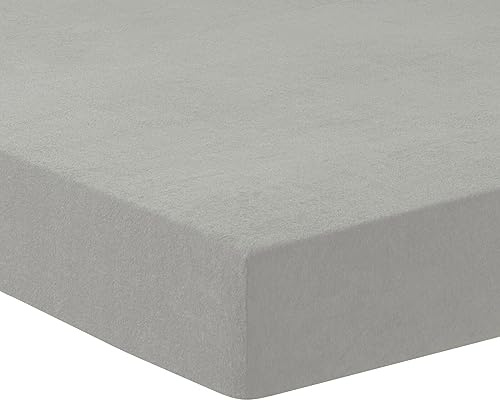 TRAUMSCHLAF Frottee Spannbettlaken Stretch – Weiches, dichtes 180 g/qm Spannbetttuch mit Rundumgummi – ideal für Matratzen bis 30 cm – 90x200-100x200 cm, grau