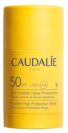 Caudalie Stick Invisibile ad Alta Protezione SPF50 – Olio di Vinaccioli, Filtri Solari Organici, Senza Profumo, Resistente all'Acqua, Adatto a Tutta la Famiglia, Vegano, PA++++