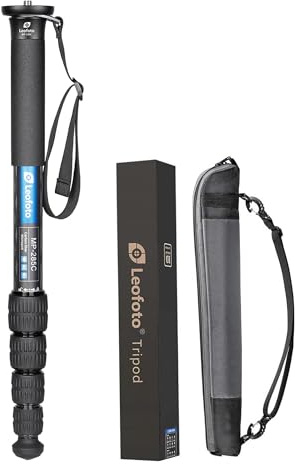 Leofoto MP-285C - Monopiede portatile in fibra di carbonio a 5 sezioni, leggero, supporto professionale per fotocamere DSLR e obiettivi, carico massimo 15 kg